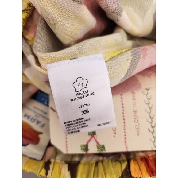 NWT Farm Rio x Anthropologie Fruit Print Jumpsuit Size XS Yellow 9D405 - Picture 12 of 13